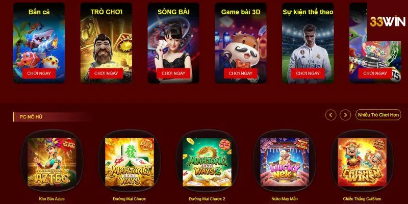 Những trò chơi nổi bật tại 33win